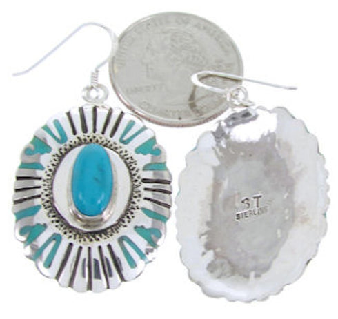 Silver Jewelry Turquoise Southwest Hook Dangle Earrings MW68748